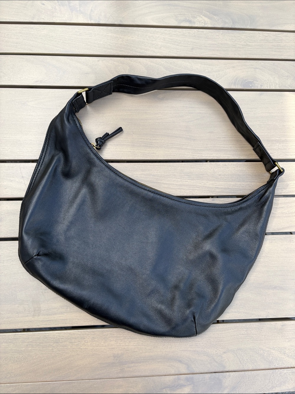 Madewell Black Leather Hobo Shoulder Bag